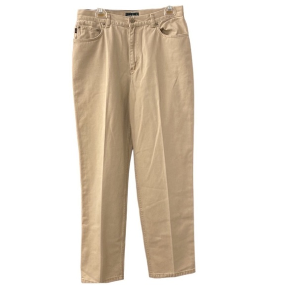 LAUREN Ralph Lauren Vintage Women’s Tan Flat Front Jeans Size 12 - Picture 1 of 16